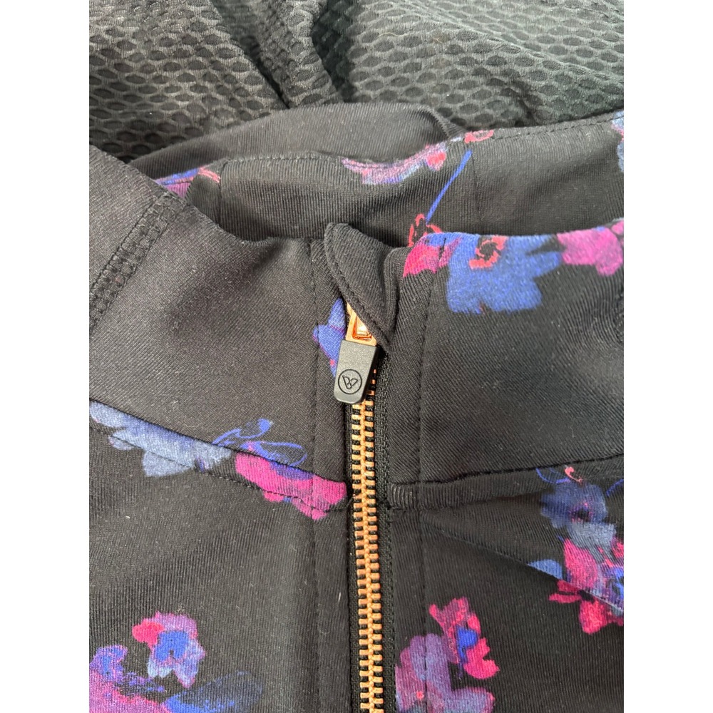 Livi Active Floral Full Zip Jacket Black Purple Mesh Back Peplum Plus Size 18/20 - Picture 3 of 8